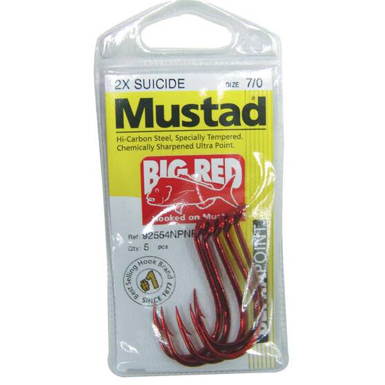 Mustad 2x Suicide Size 6 Red Fishing Hooks (12 hooks) — Wright Adventure  Shop