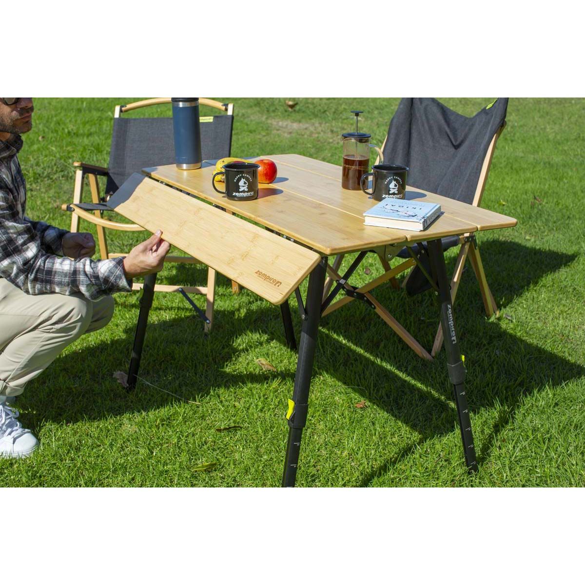 Zempire Kitpac Pro Large Bamboo Camping Table, , bcf_hi-res
