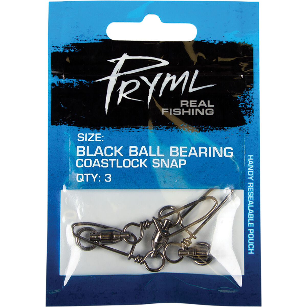 Pryml Black Ball Bearing Coastlock Snap Swivel 3 Pack Size 8 BCF