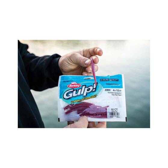 Berkley Gulp! Sandworm Soft Plastic Lure 4in Red Belly Shrimp, Red Belly Shrimp, bcf_hi-res