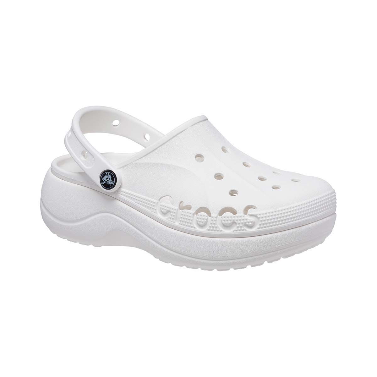 Crocs Women's Platform Baya Clogs White W9, White, bcf_hi-res