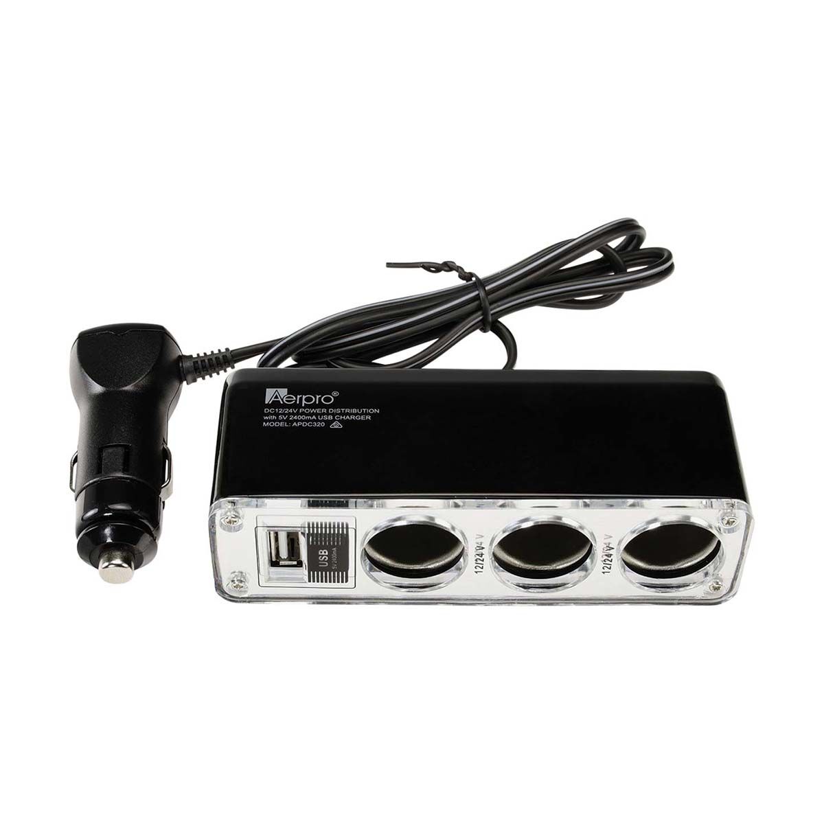 Aeropro Triple Socket USB Adaptor 12/24V, , bcf_hi-res