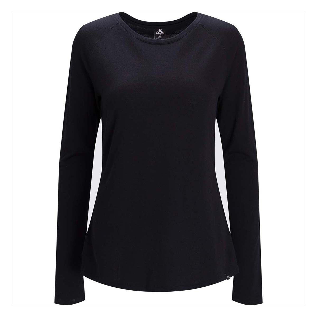 Macpac Women&rsquo;s Ella 180 Merino Long Sleeve Shirt True Black 6, True Black, bcf_hi-res