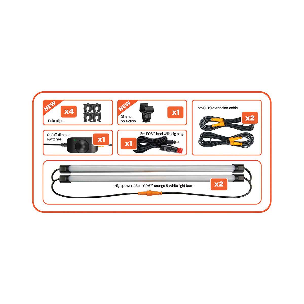 Hardkorr 2 Bar Tri Colour LED Camp Light Kit, , bcf_hi-res