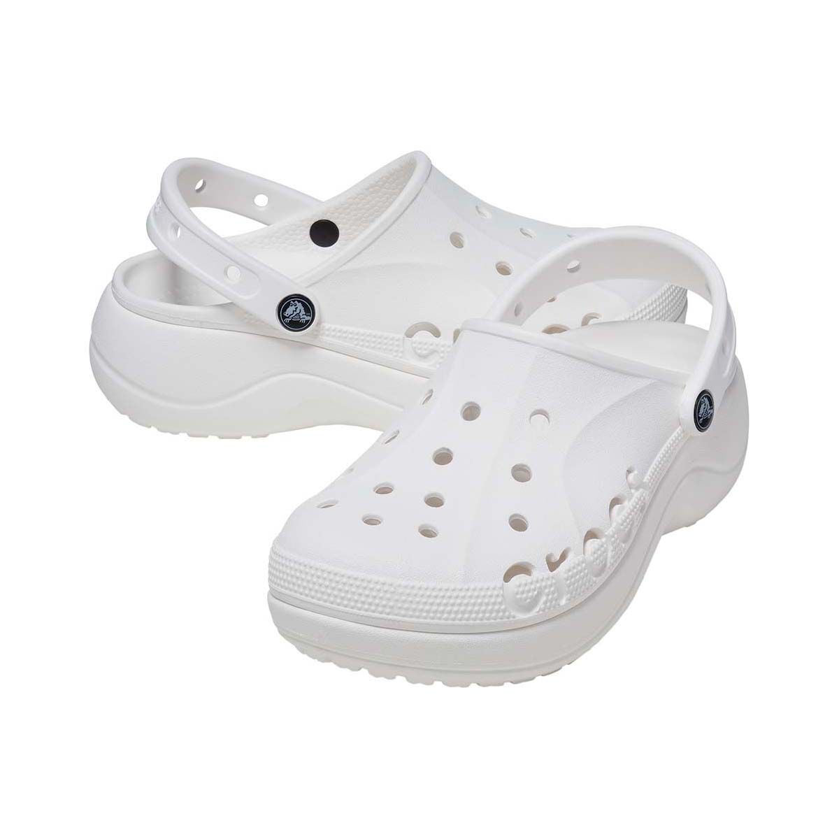 Crocs Women's Platform Baya Clogs, White, bcf_hi-res