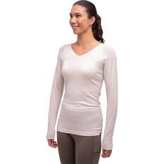 Macpac Women's 150 Merino V-Neck Top, French Oak Marle, bcf_hi-res