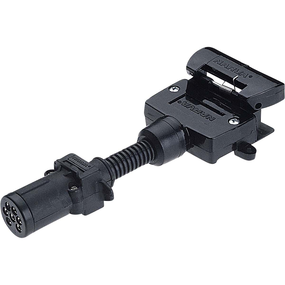 Narva 7 Pin Small Round Socket To 7 Pin Flat Trailer Plug, , bcf_hi-res
