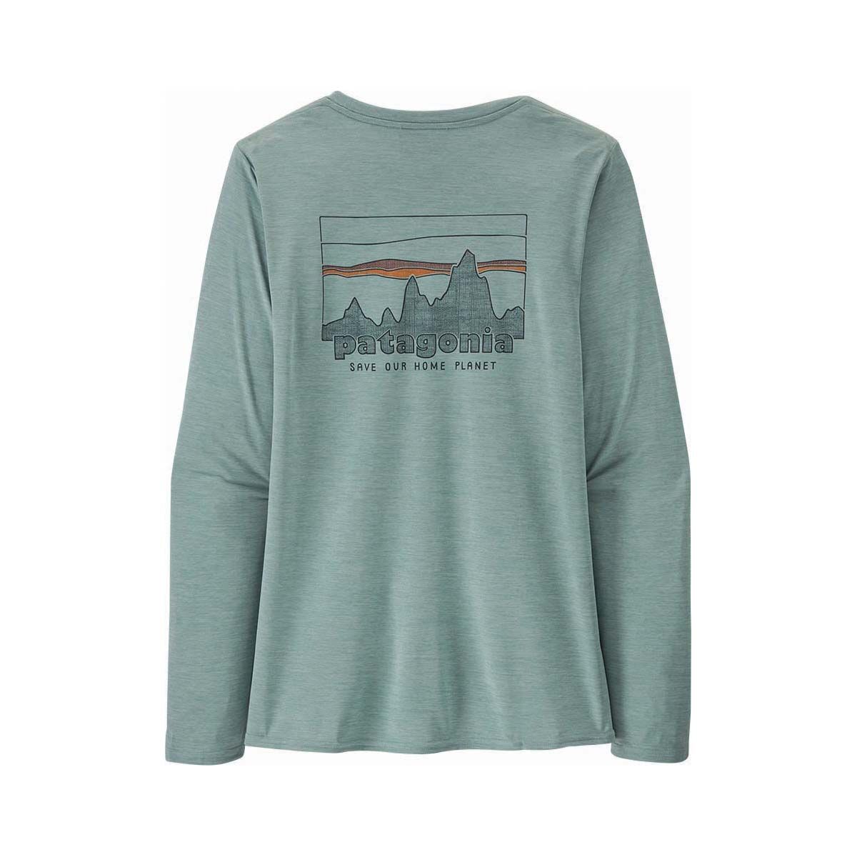 Patagonia Women's Capilene Cool Daily Graphic Long Sleeve Shirt Thermal Blue S, Thermal Blue, bcf_hi-res