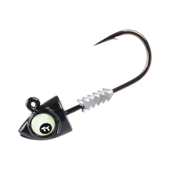 TT Fishing Big EyeZ Jig Head Size 3/0 3/8oz Black Glow Eyez, Black Glow Eyez, bcf_hi-res