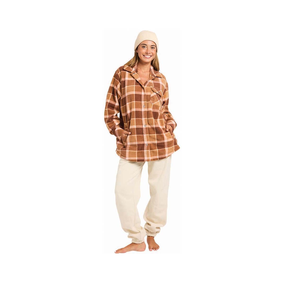 Quiksilver Women&rsquo;s Camp Queen Polar Fleece Shirt, Acorn, bcf_hi-res