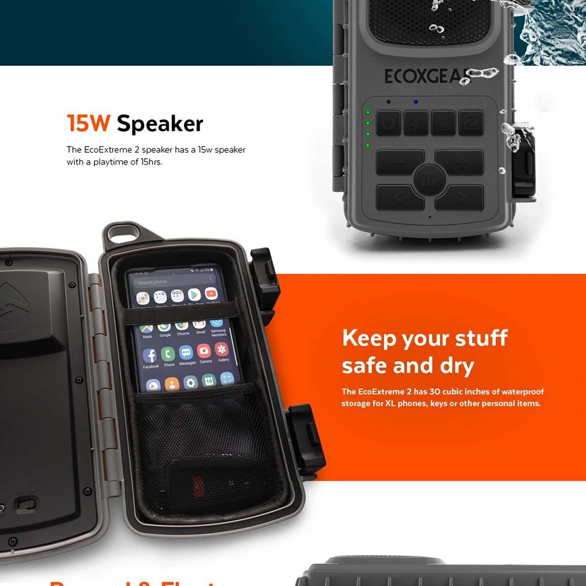 ECOXGEAR EcoExtreme 2 Speaker and Dry Storage Case Blue, Blue, bcf_hi-res