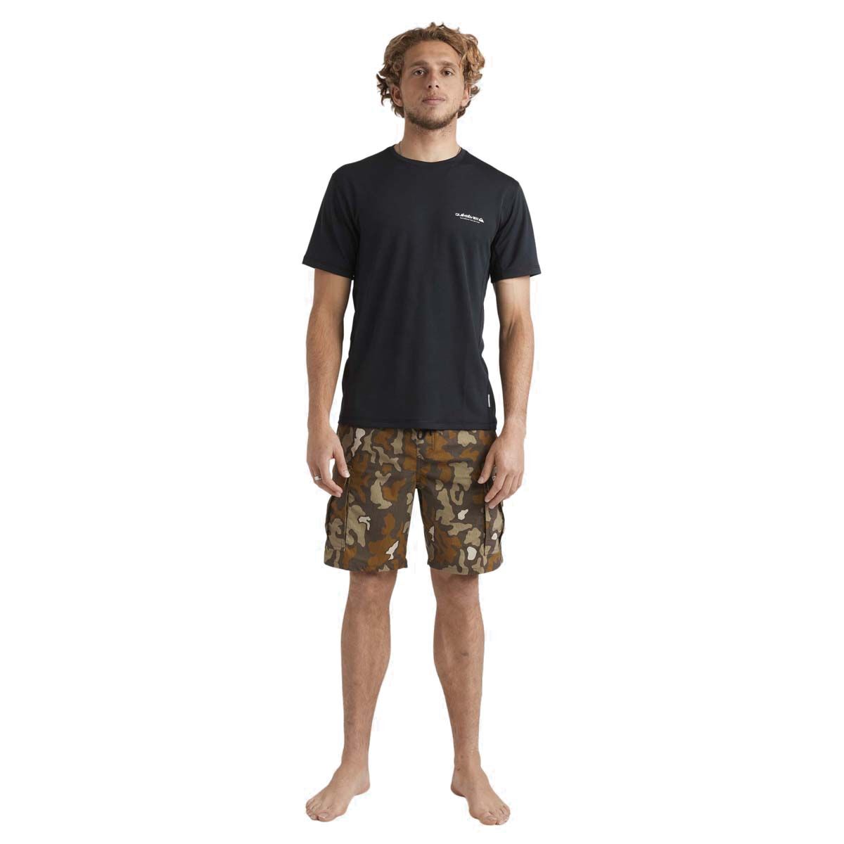 Quiksilver Men's Seagrass Short Sleeve Rashie, Black, bcf_hi-res