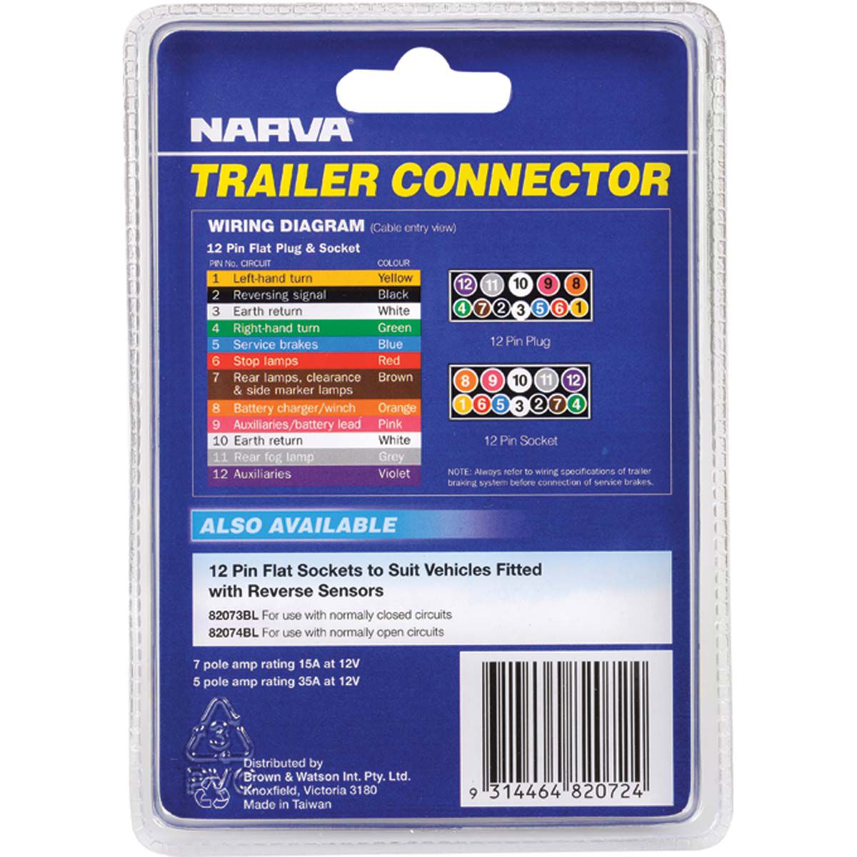 Narva Trailer Socket, Flat - 12 Pin, , bcf_hi-res