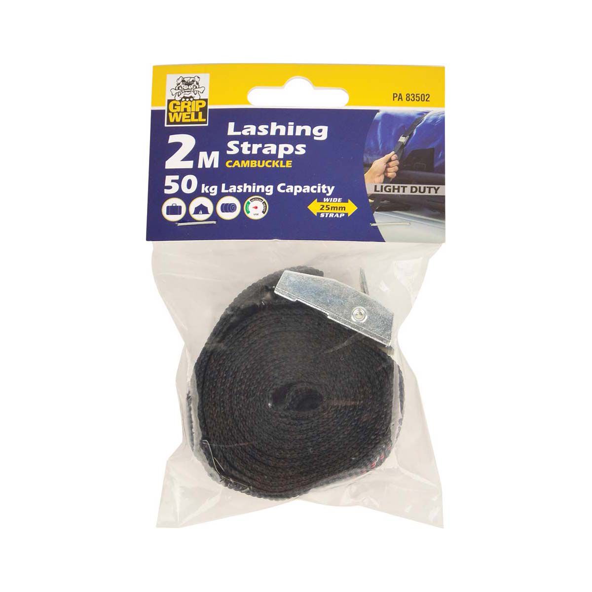 Gripwell Cambuckle Lashing Strap 50kg 2m, , bcf_hi-res