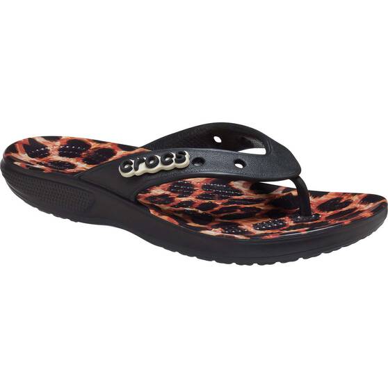 Crocs Women's Classic Animal Flip Black Leopard W9 BCF