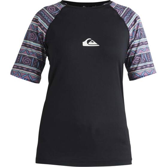Quiksilver Women's Short Sleeve Rashie, Black, bcf_hi-res