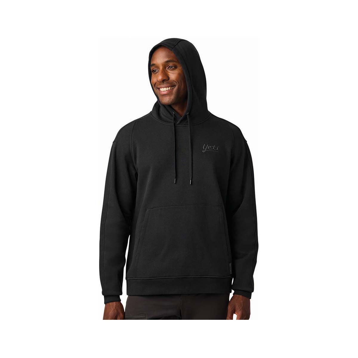 YETI&reg; Script Men's Built for the Wild Fleece Hoodie, Black, bcf_hi-res