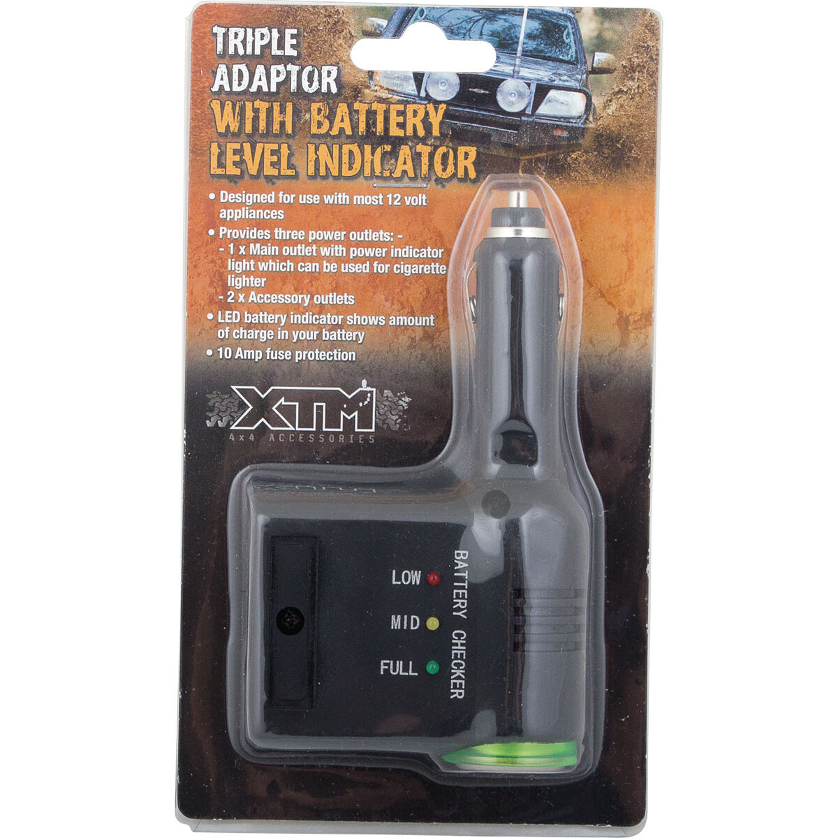 XTM Adaptor Triple with Batt Level Indicator 12V 10A, , bcf_hi-res