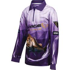 Savage Gear Youth Snapper Print Fishing Shirt, Purple, bcf_hi-res