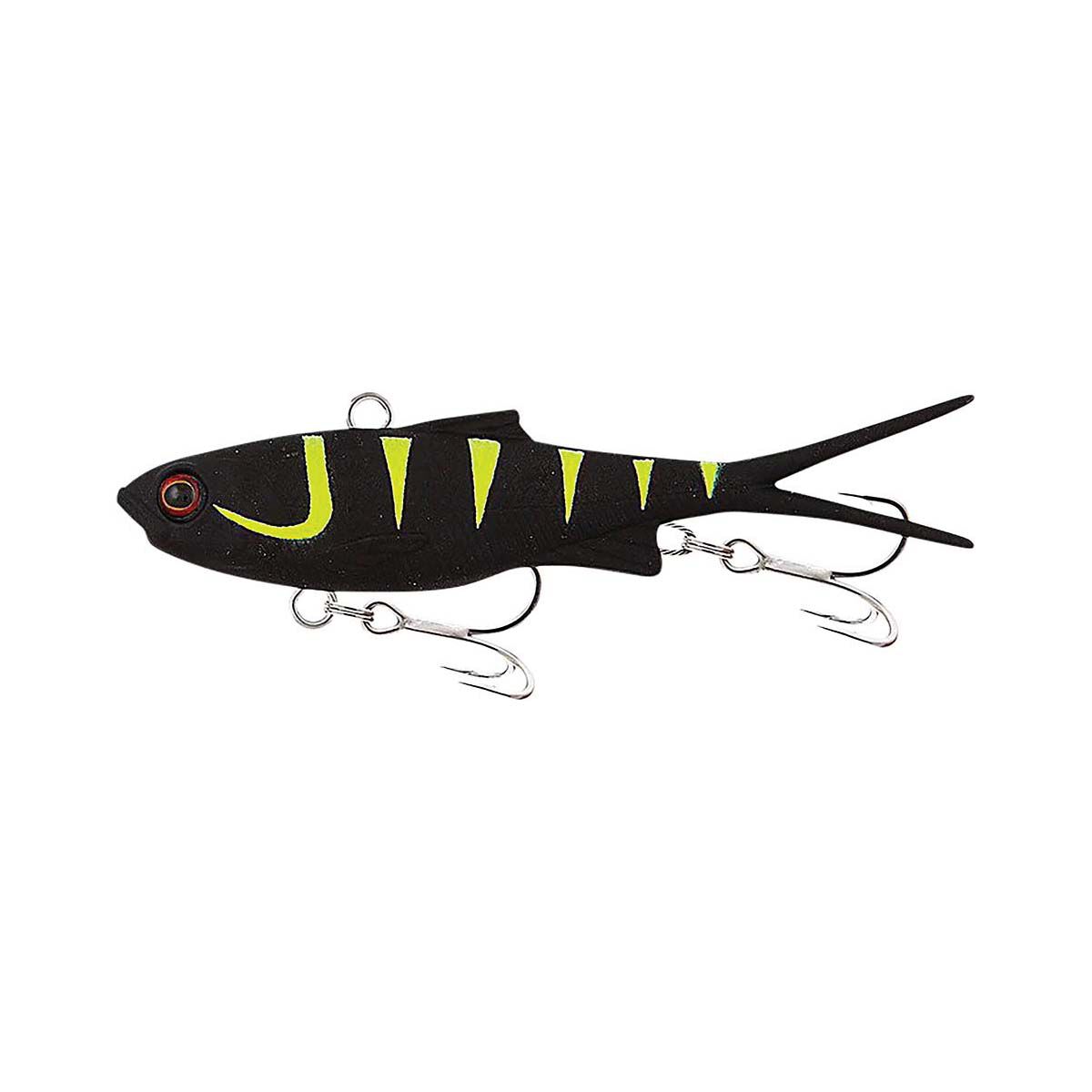 Samaki Vibelicious Fork Tail Soft Vibe Lure 70mm 10g Black Snake Chartreuse UV, Black Snake Chartreuse UV, bcf_hi-res
