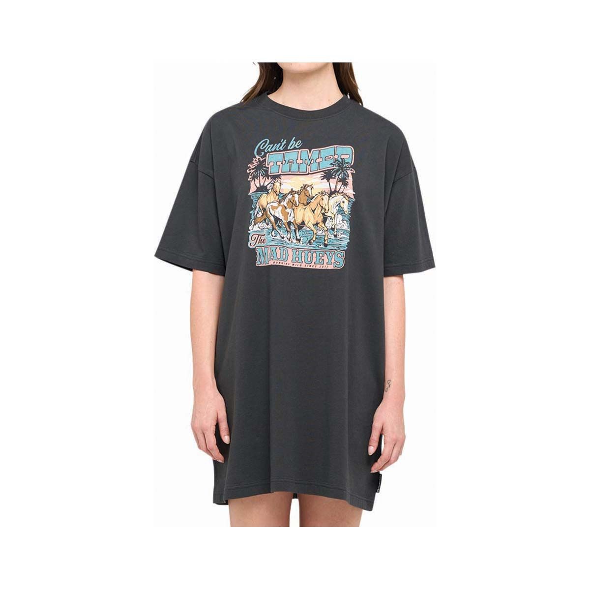 The Mad Hueys Women's Can't Be Tamed Tee Dress Vintage Black XS, Vintage Black, bcf_hi-res