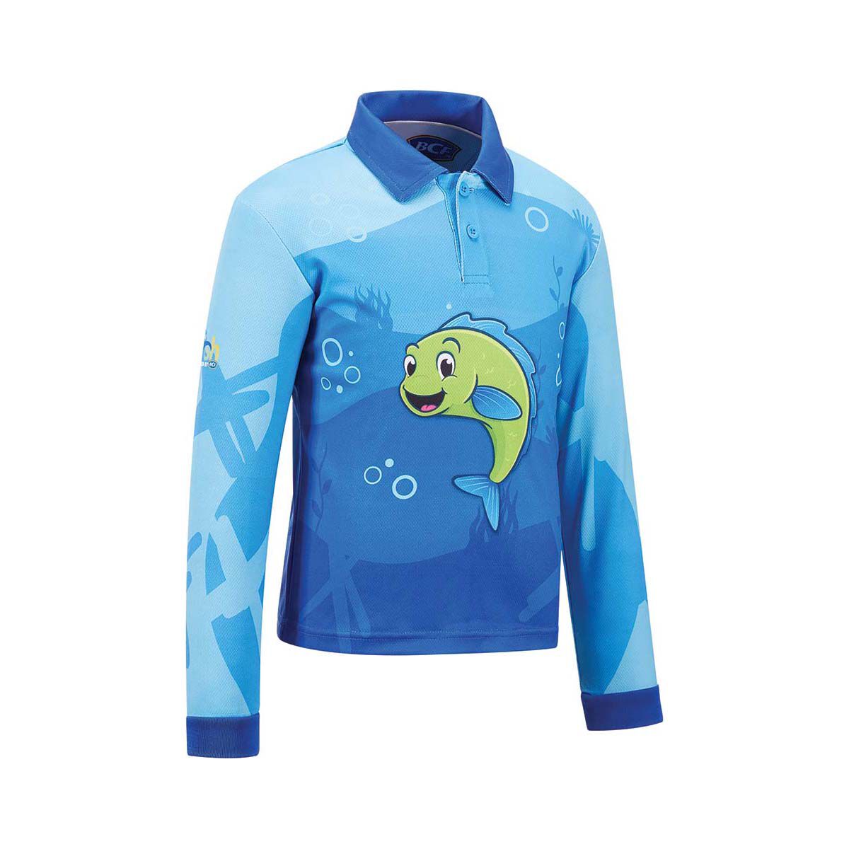 BCF x OzFish Kids' Fishing Shirt, Blue, bcf_hi-res