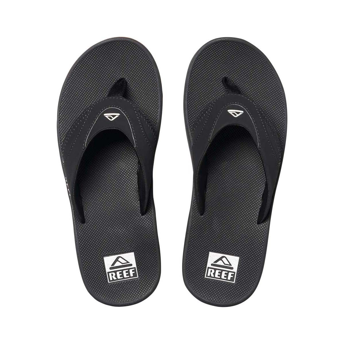 REEF Men&rsquo;s Fanning Thongs, Black/Silver, bcf_hi-res