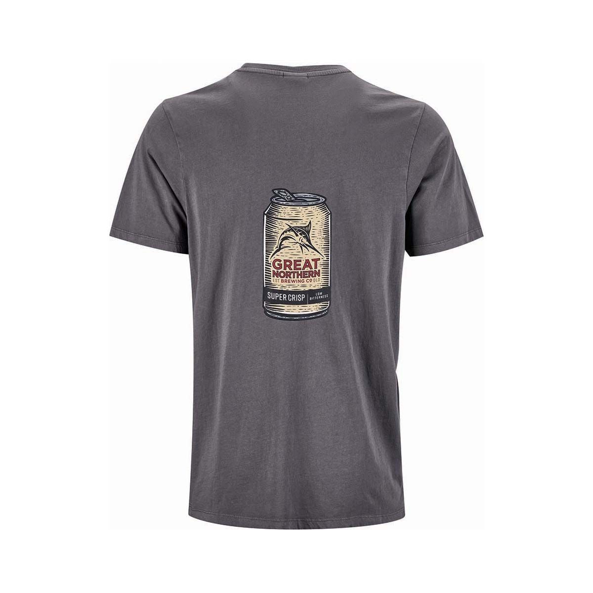Great Northern Brewing Co. Men's Beer Can Short Sleeve Tee Dark Grey S, Dark Grey, bcf_hi-res
