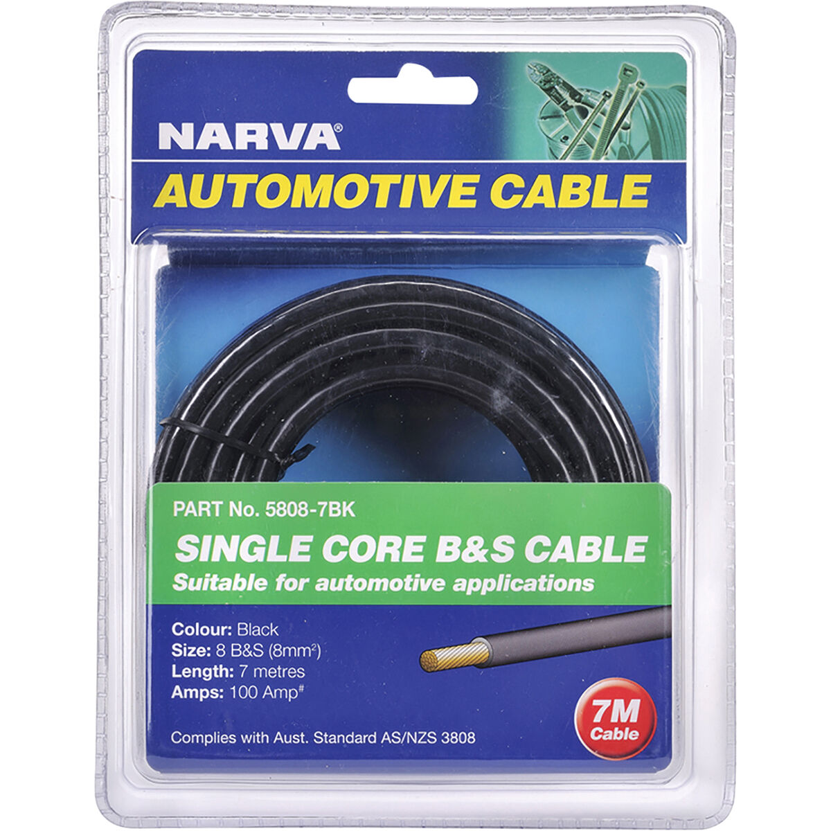 Narva Automotive Cable Single Core Cable 7 metres 100AMP, Battery and Starter Cable, , bcf_hi-res