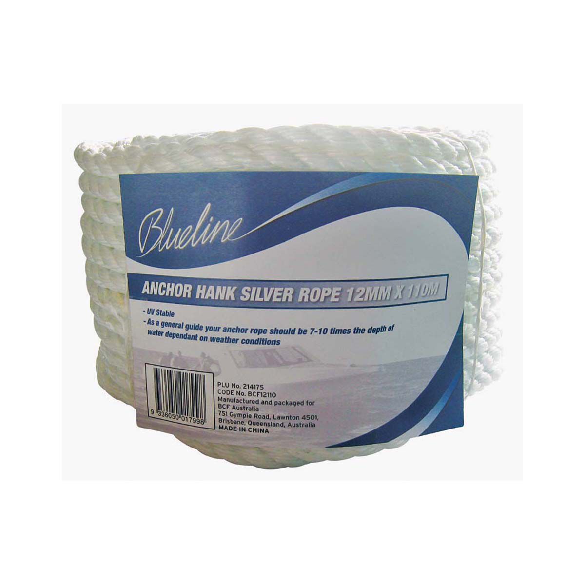 Bowline Anchor Hank SIlver Rope 12mm x 110m, , bcf_hi-res