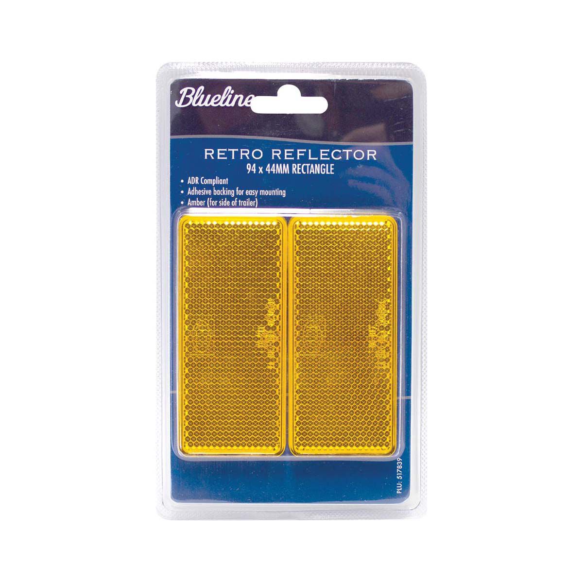 Blueline Trailer Reflectors 94x44mm 2 Pack Amber, Amber, bcf_hi-res