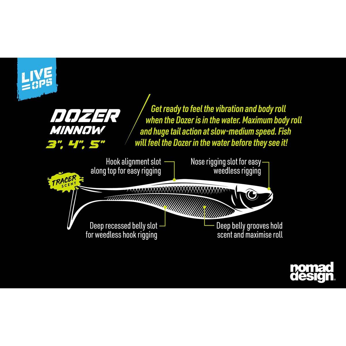 Nomad Live Ops Dozer Minnow Soft Plastic Lure 3in Ultra Penny UV, Ultra Penny UV, bcf_hi-res