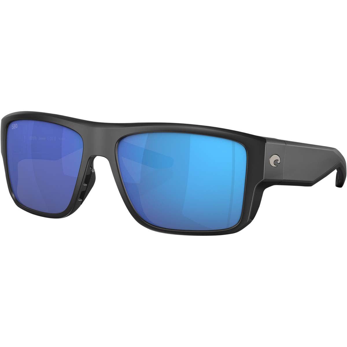 Costa Taxman Mirrored Sunglasses Matte Black with Blue Lens, , bcf_hi-res