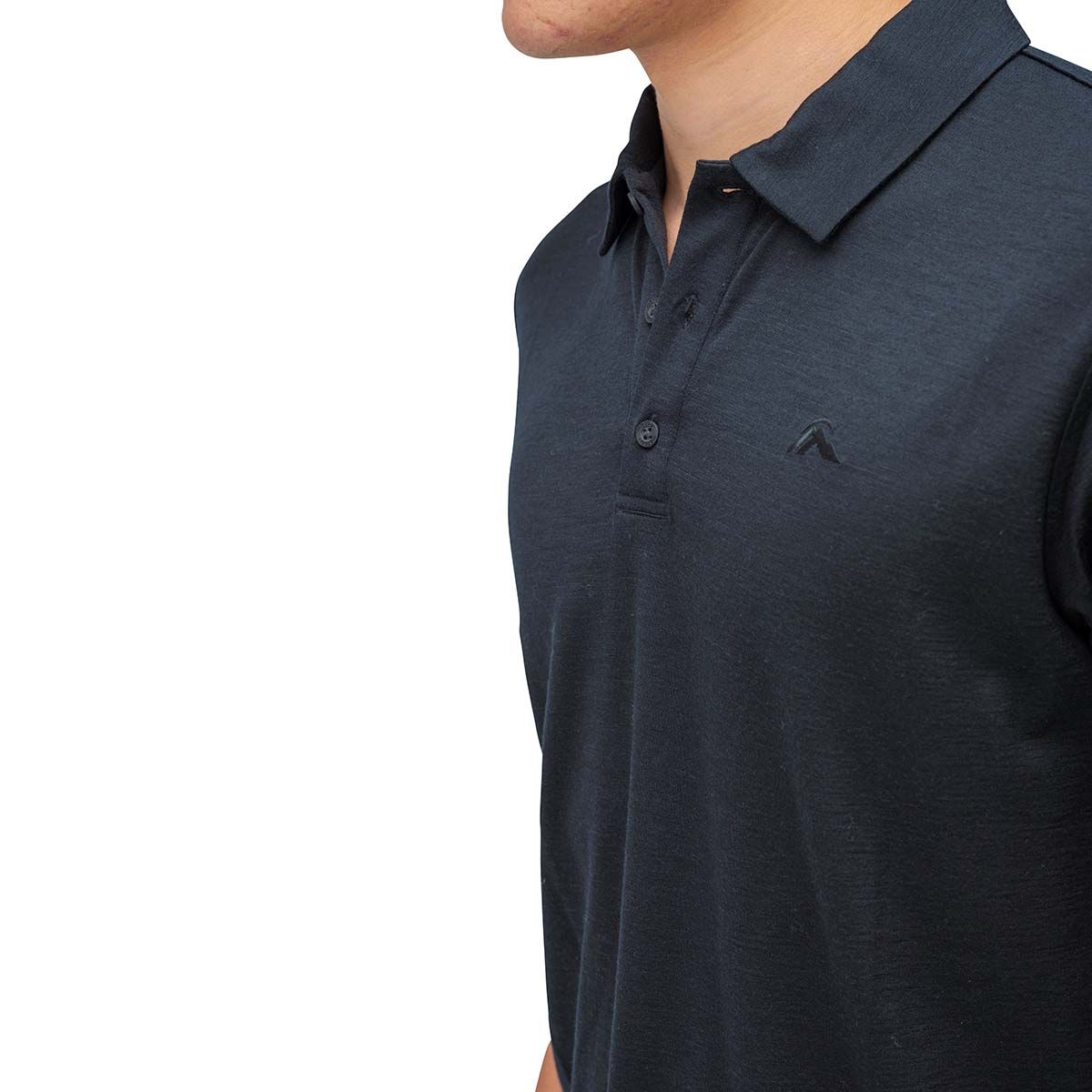 Macpac Men's Denizen 180 Merino Short Sleeve Polo Black XS, Black, bcf_hi-res
