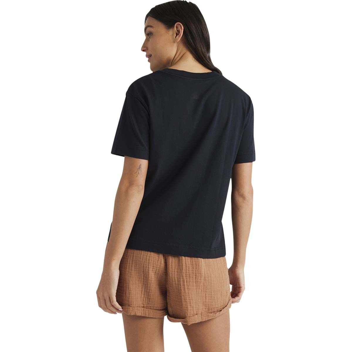 Quiksilver Comp Logo Short Sleeve Tee for Women, Black, bcf_hi-res