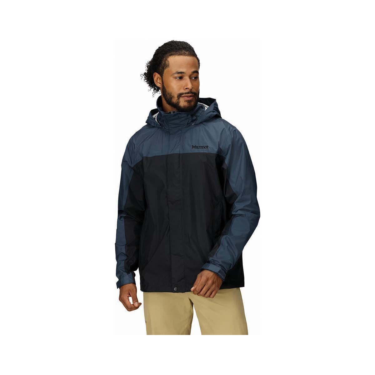 Marmot Men&rsquo;s Waterproof PreCip Eco Jacket, Black / Blue, bcf_hi-res