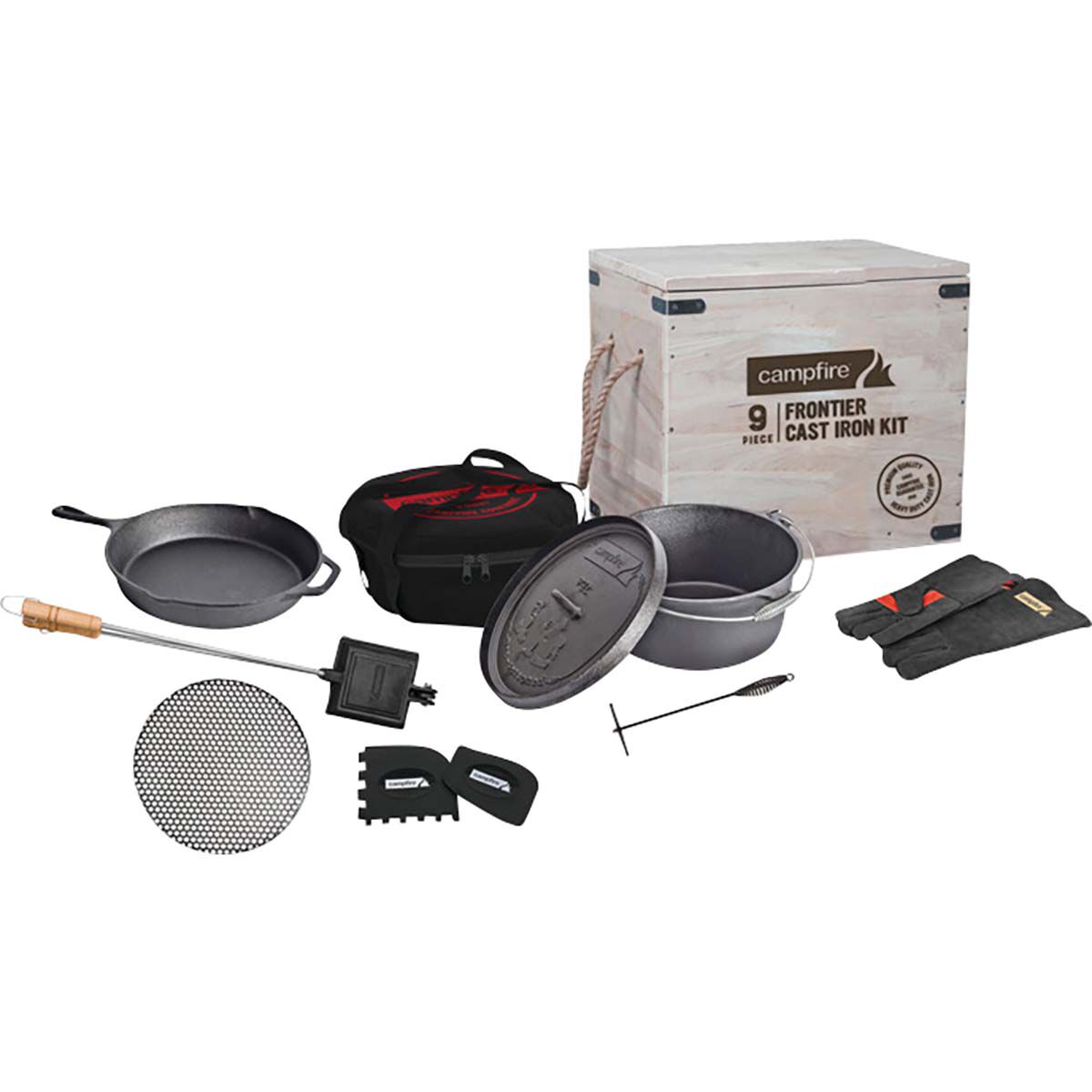 Campfire Frontier 9 Piece Cast Iron Cook Set, , bcf_hi-res