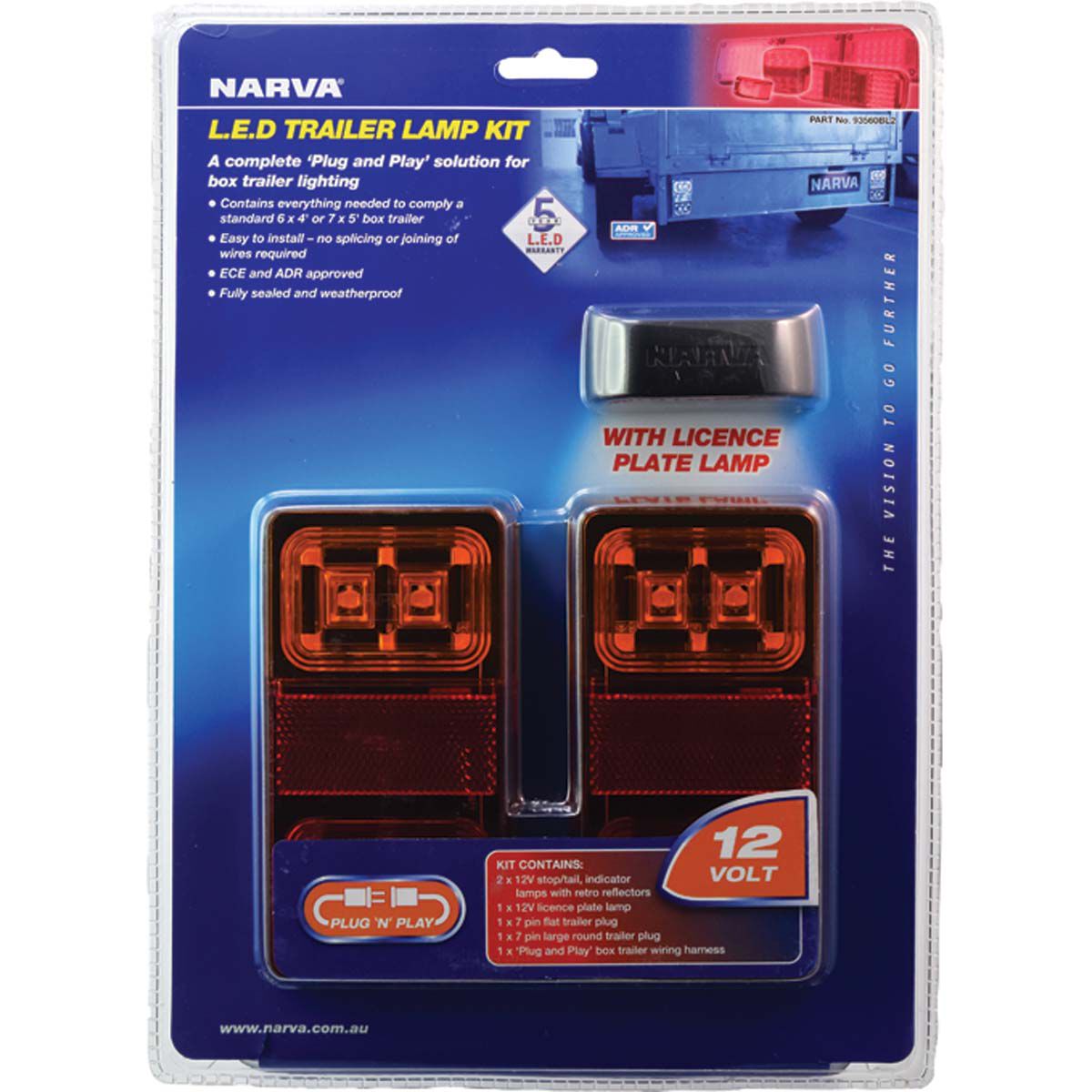 Narva 12V Box Trailer Lamp Plug & Play Kit Rectangular Lamps MDL35, , bcf_hi-res