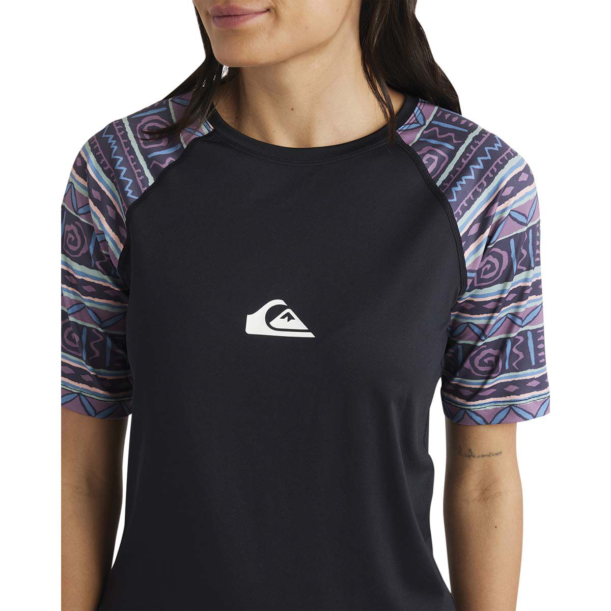 Quiksilver Women's Short Sleeve Rashie, Black, bcf_hi-res