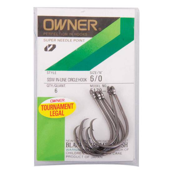 Owner SSW Inline Circle Hooks 6 / 0 6 Pack