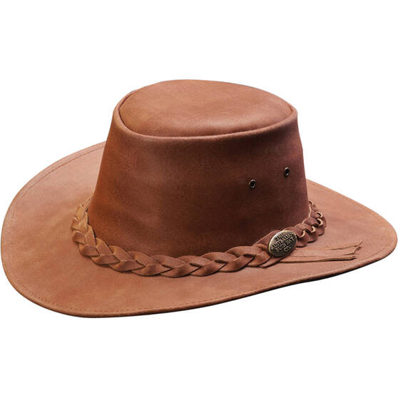OUTBACK LEATHER Men's Indiana Full Leather Hat, Brown, bcf_hi-res