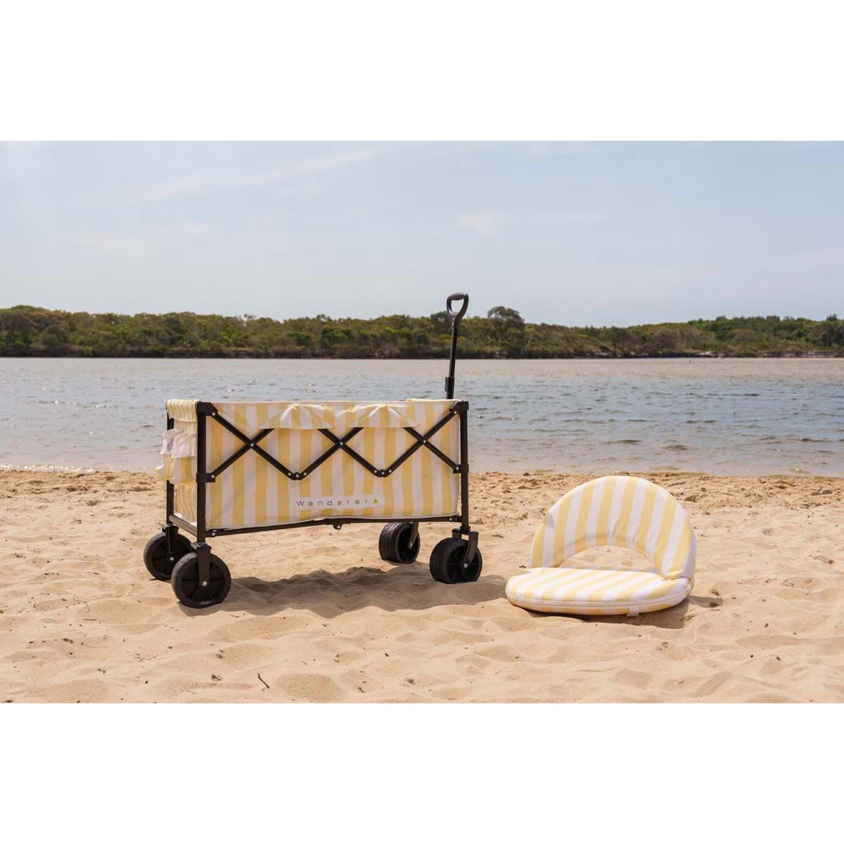 Wanderer Flat Fold Beach Cart 100kg Yellow Stripe, , bcf_hi-res