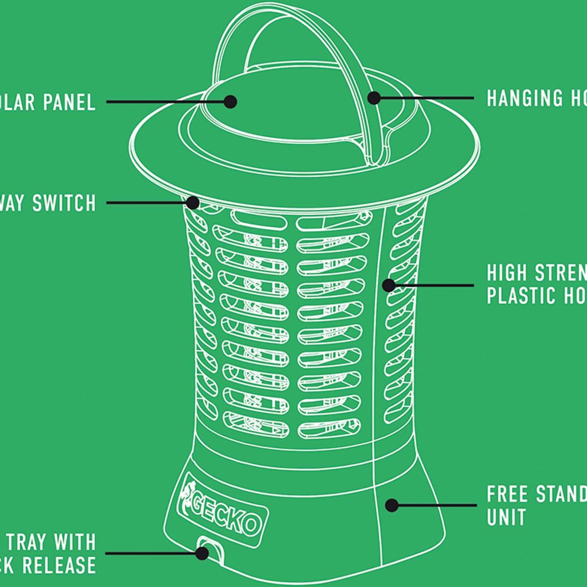 Gecko 3.7V Solar USB Rechargeable Insect Zapper, , bcf_hi-res