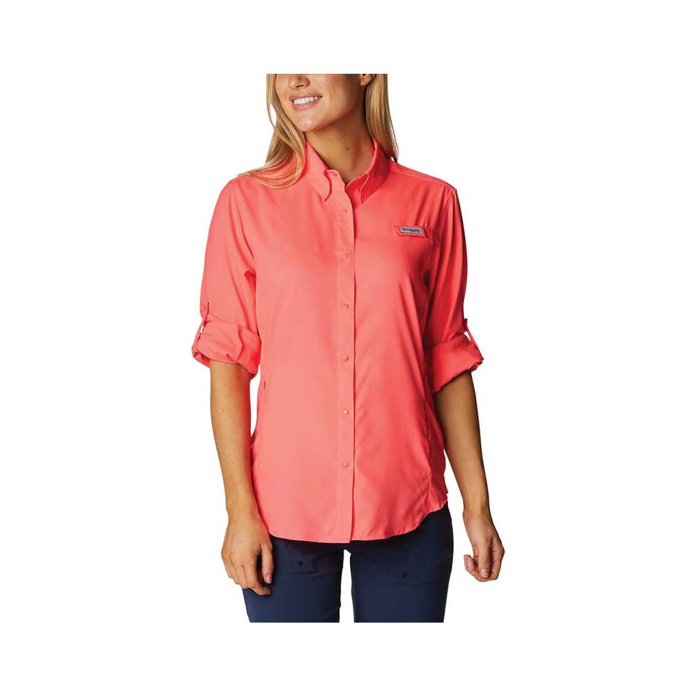 Columbia Women's Tamiami II Long Sleeve Fishing Shirt Neon Sunrise L