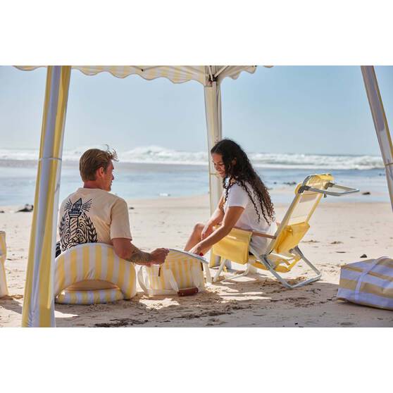 Wanderer Noosa Premium Beach Chair Yellow Stripe 150kg, , bcf_hi-res