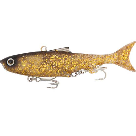 Samaki Vibelicious Thumper Tail Soft Vibe Lure 100mm 20g Gold Glitter, Gold Glitter, bcf_hi-res