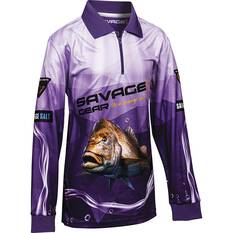 Savage Gear Youth Snapper Print Fishing Shirt, Purple, bcf_hi-res