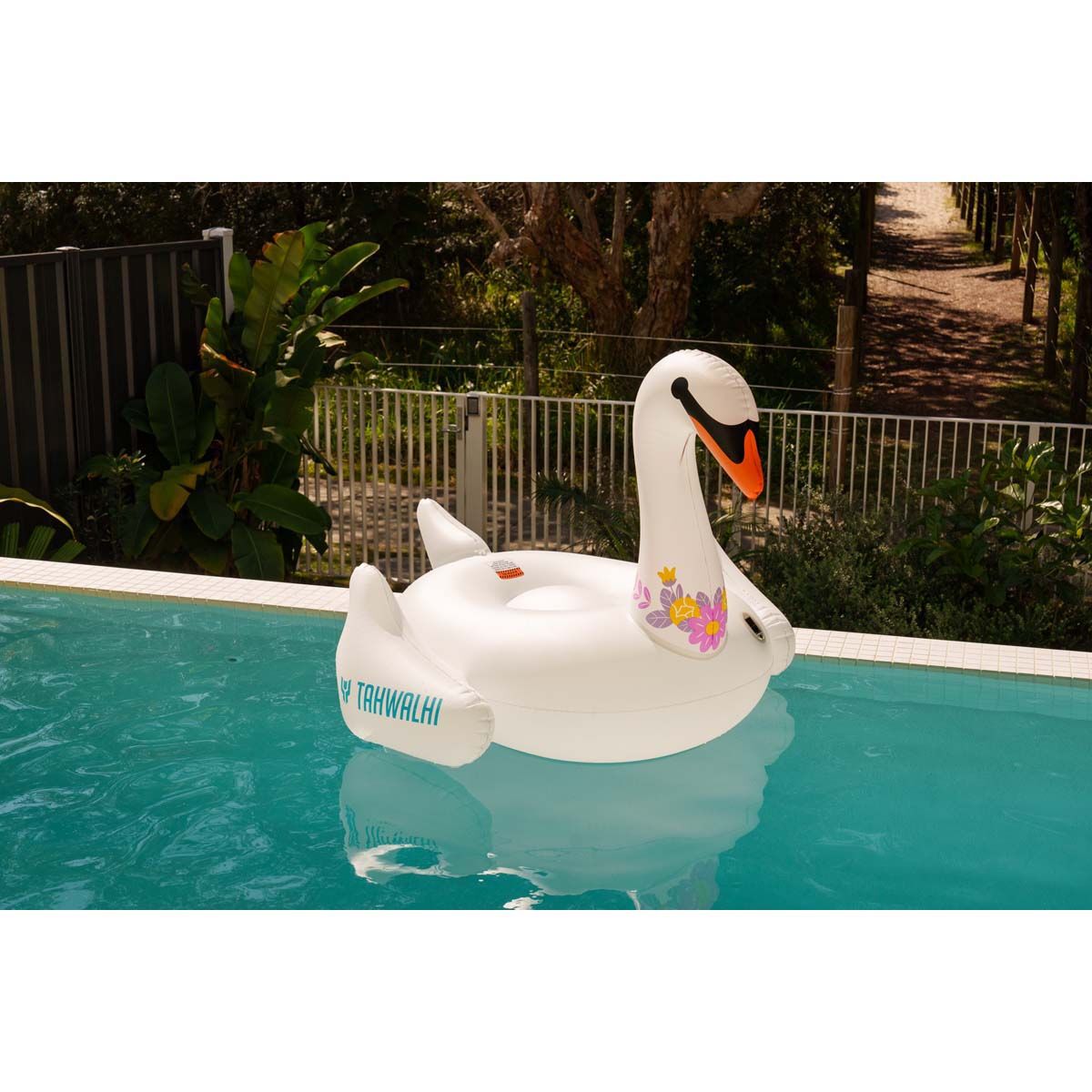 Tahwalhi Solar Light Up Swan Pool Inflatable, , bcf_hi-res