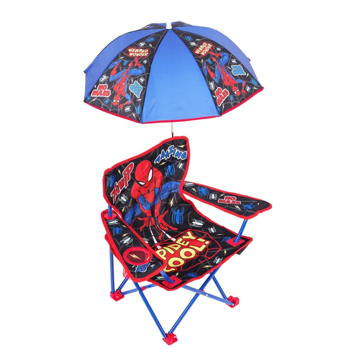 Spiderman Kids Camp Chair with Umbrella 30kg, , bcf_hi-res
