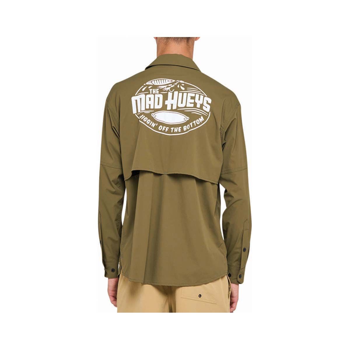 The Mad Hueys Men's Jiggin&rsquo; Off The Bottom Fishing Shirt Khaki S, Khaki, bcf_hi-res